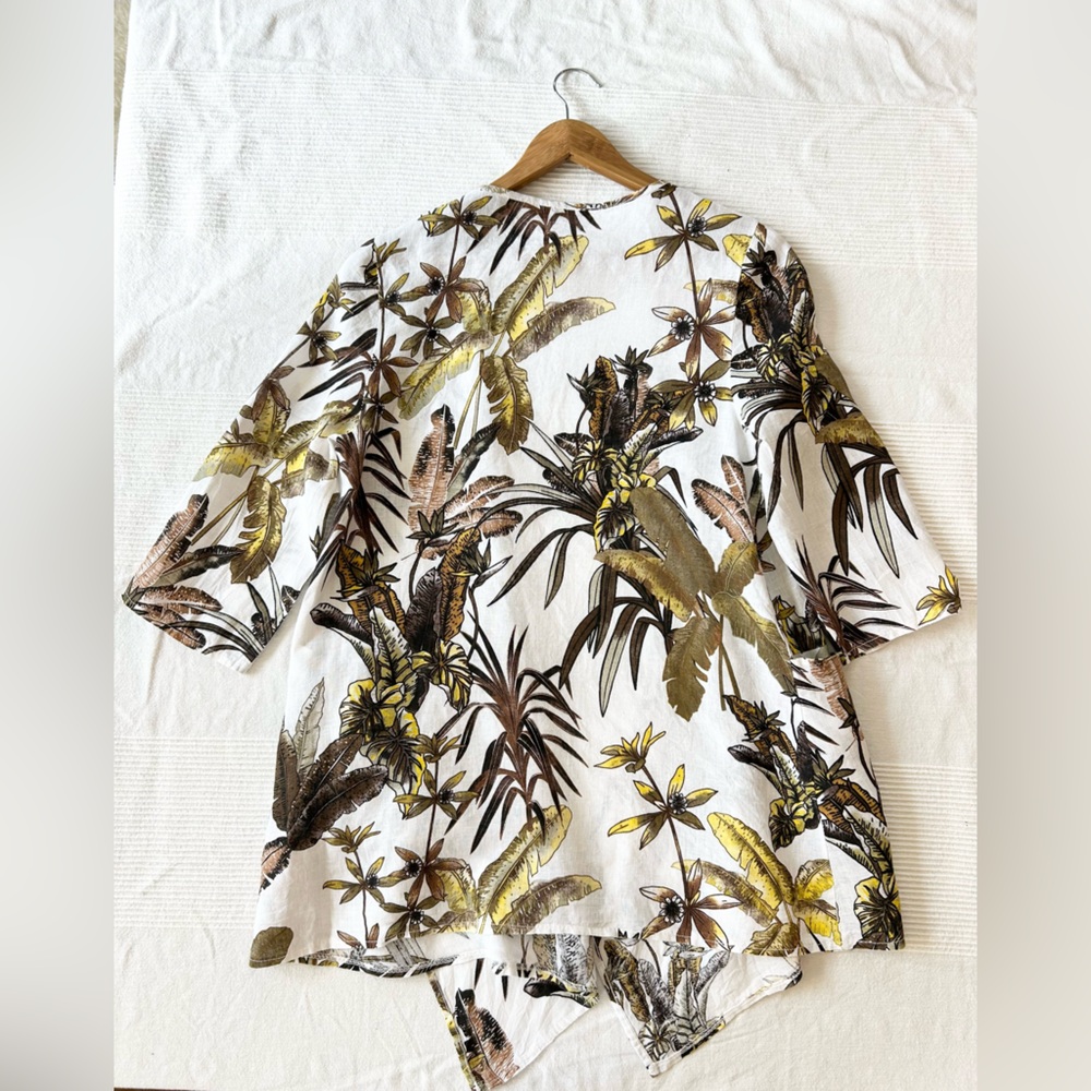 Francesca Bettini Tropical Print Linen Kimono Cardigan - Picture 13 of 14